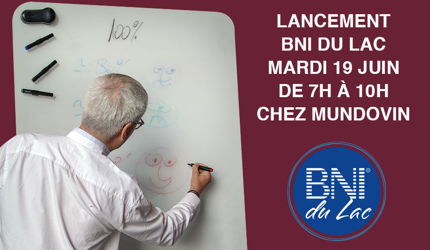 Lancement officiel du BNI du Lac le mardi 19 juin de 7h à 10h à la VINOTEK by MUNDOVIN